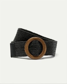 Elastic Belt with Round Wood Buckle