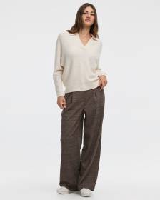 Pantalon carreauté à jambe large et taille haute