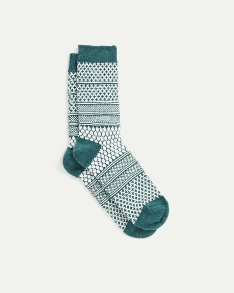 Super-Soft Jersey Socks with Fair Isle Pattern