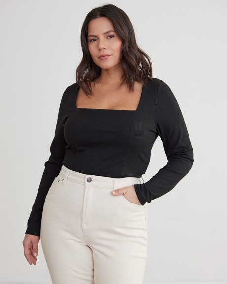 Long-Sleeve Top with Square Neckline