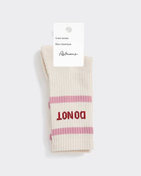 Ribbed Socks with Quote at Hem
