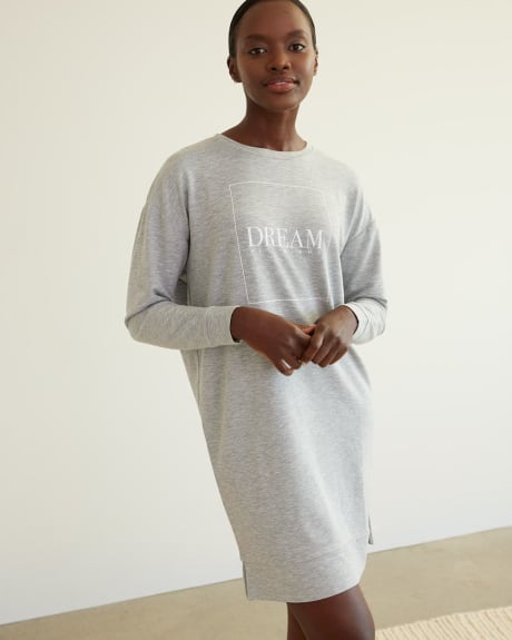 Long-Sleeve French Terry Nightdress, R Line