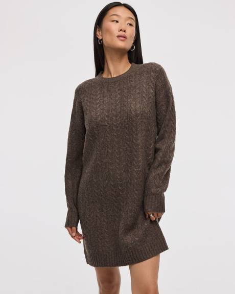 PlushSoft Crew-Neck Cable-Knit Dress