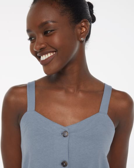 Cotton-Linen Blend Tank with Front Tie