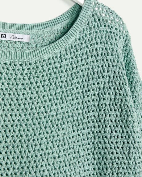 Open Stitch Dolman 3/4 Sleeve Sweater