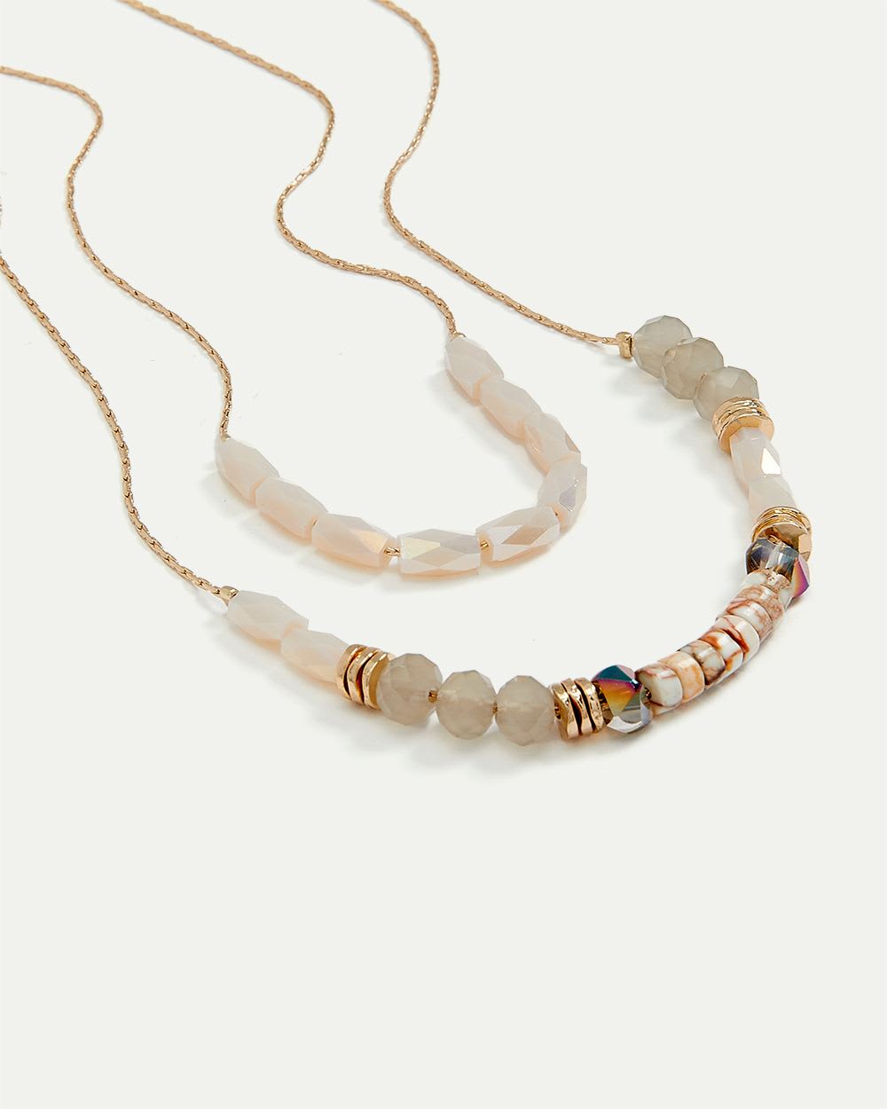 Double Layer Necklace with Faceted Station