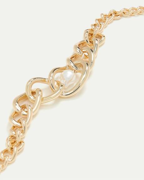 Collier court à chaîne gourmette avec perle