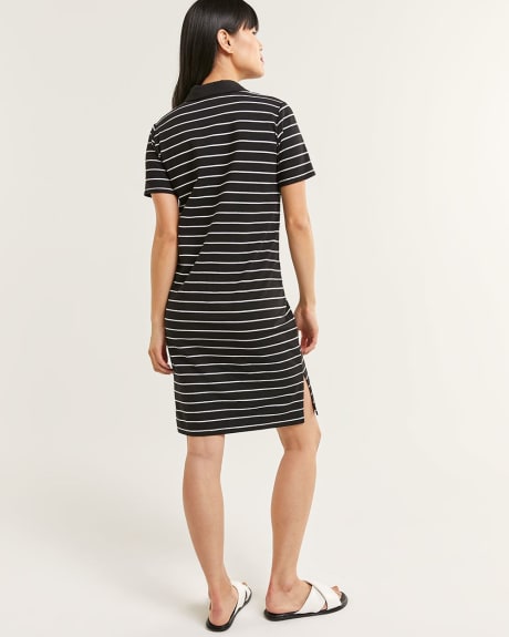 Short Sleeve Midi Striped Shirt Dress