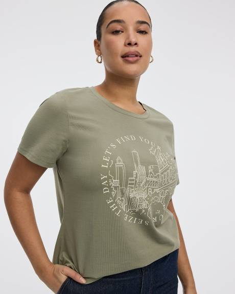 T-shirt &agrave; col rond - R Essentiels