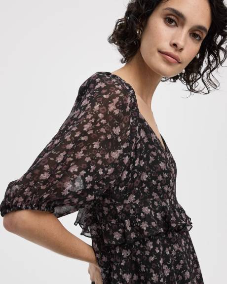 Long-Sleeve Empire Dress with Sweetheart Neckline