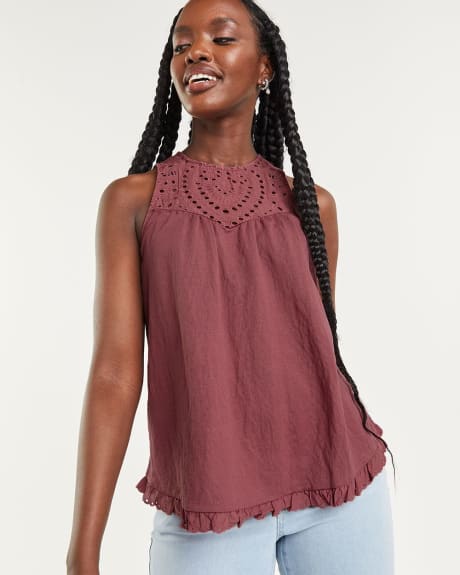 Embroidered Sleeveless Halter Top