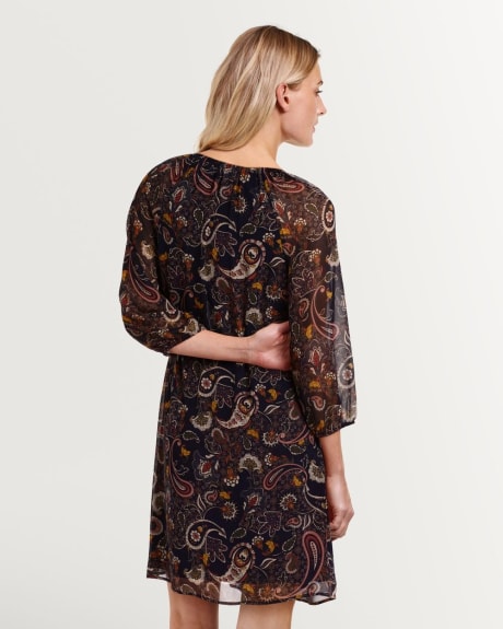 Paisley Print Dress with Raglan Sleeves