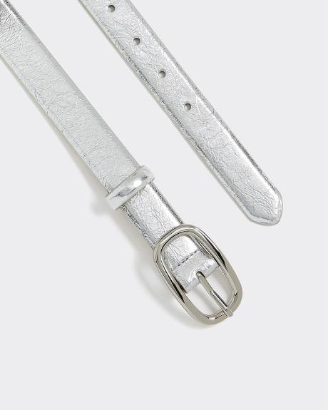 Metallic Faux Leather Belt