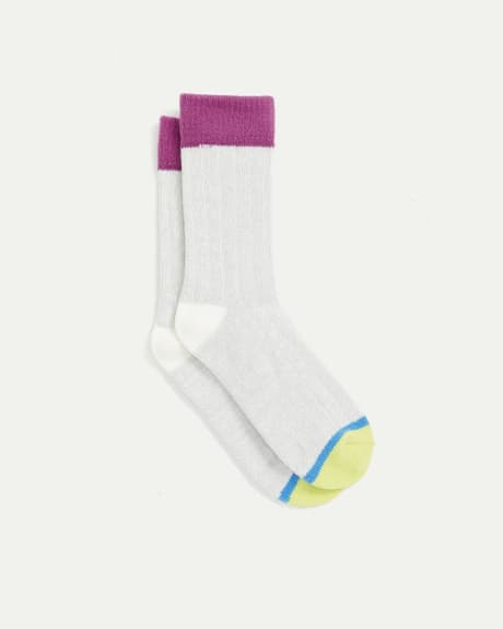 Super-Soft Knit Socks with Colour-Block Pattern