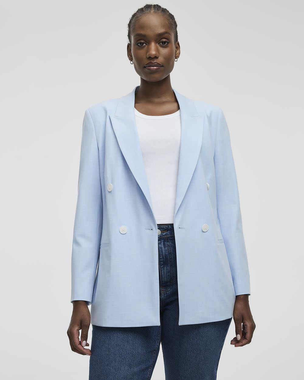 Crosshatch Double-Breasted Blazer