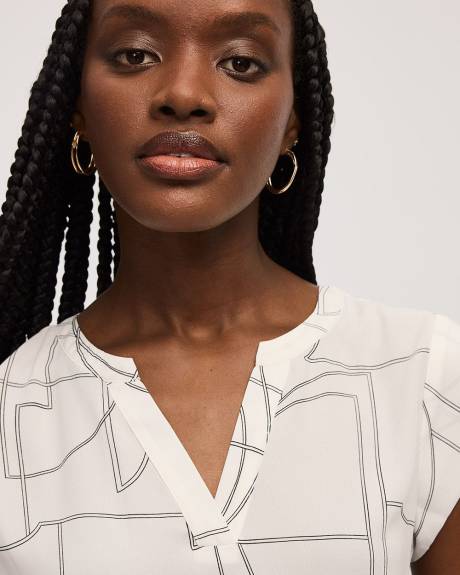 Blouse à manches très courtes et col fendu - R Essentials