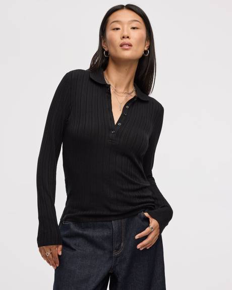 Long-Sleeve Polo Top
