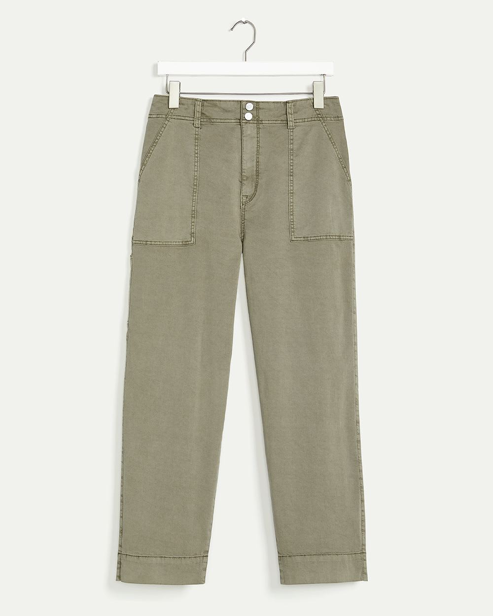 High Rise Straight Leg Ankle Chino Trousers