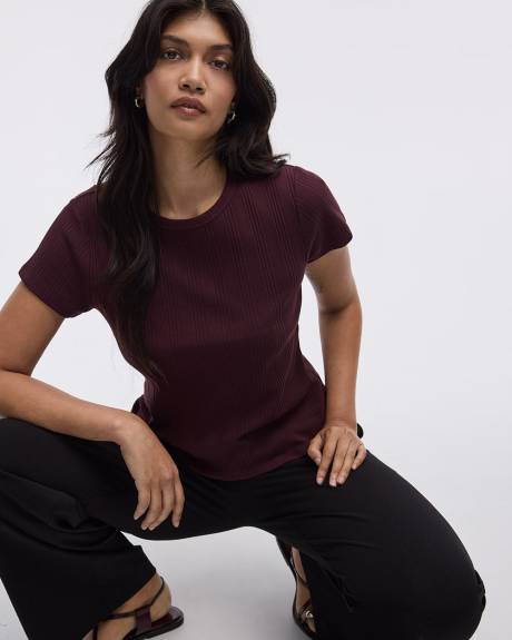 Fitted Crew-Neck Ribbed T-Shirt