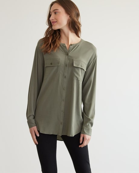Buttoned-Down Tunic with Shirt Collar