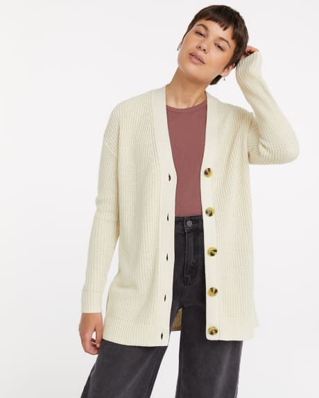 Buttoned Front Long Cardigan