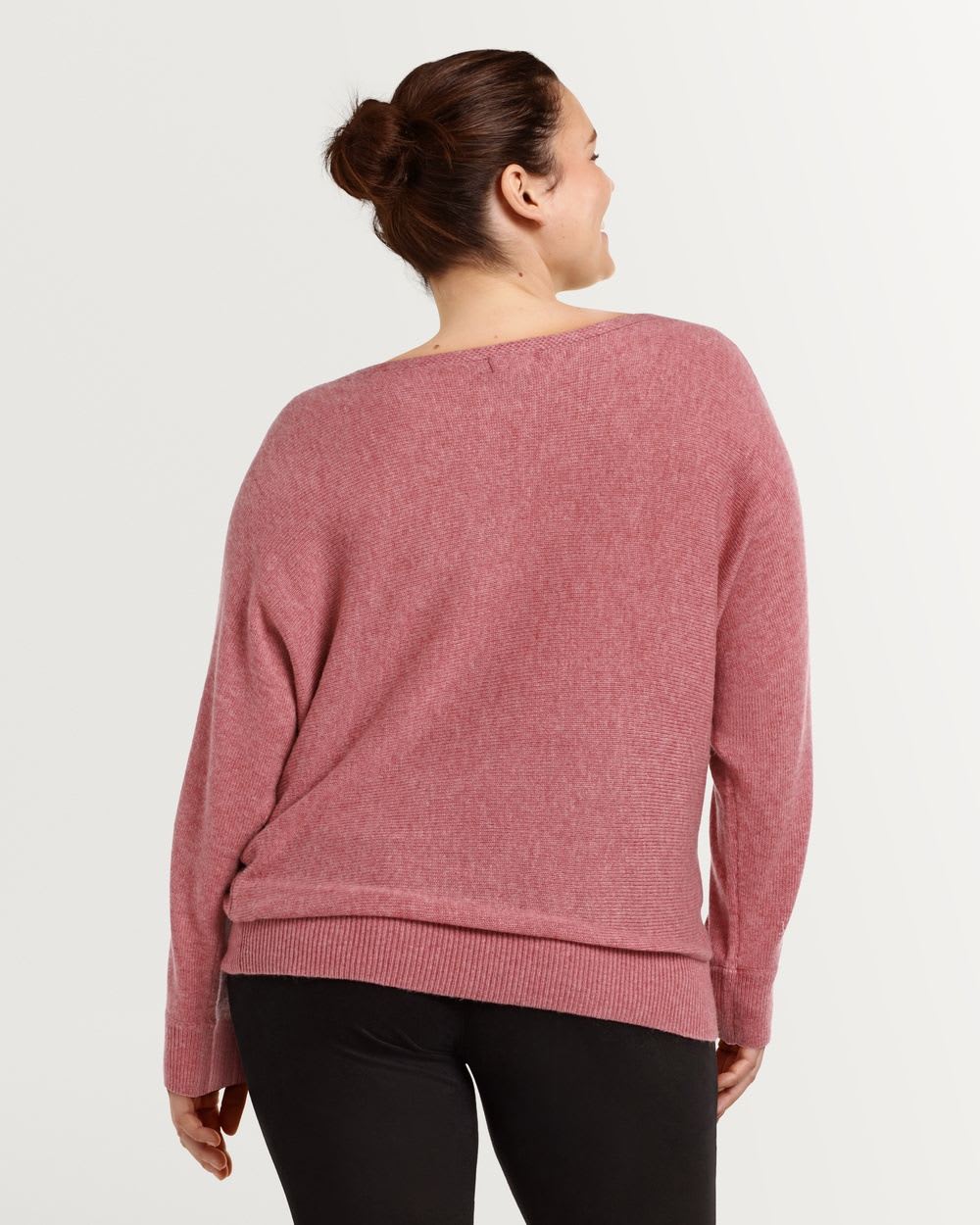 Boat Neck Cashmere Blend Pullover with Dolman Sleeves R Essentials