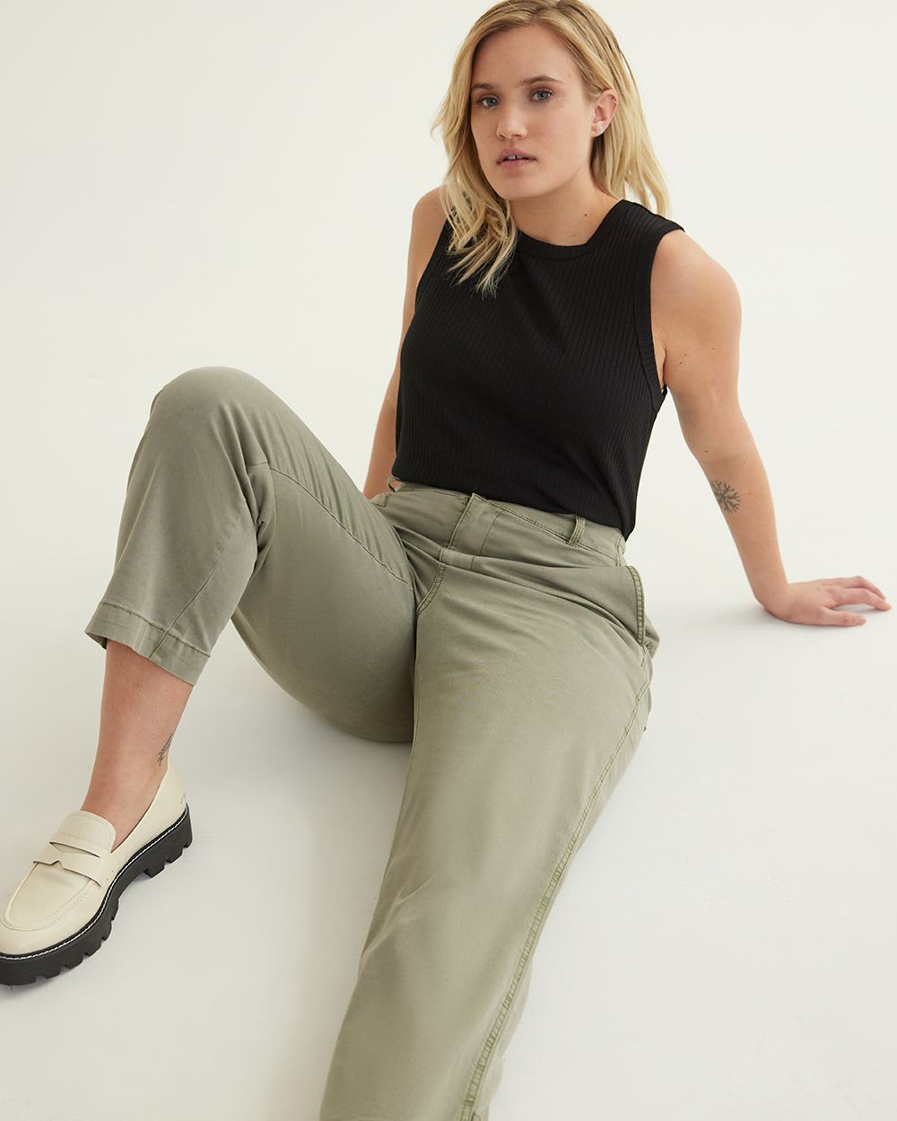 Straight-Leg High-Rise Twill Ankle Pant - Tall