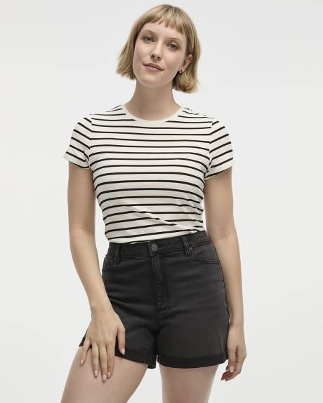 Mid-Rise Denim Shorts with Rolled Hem