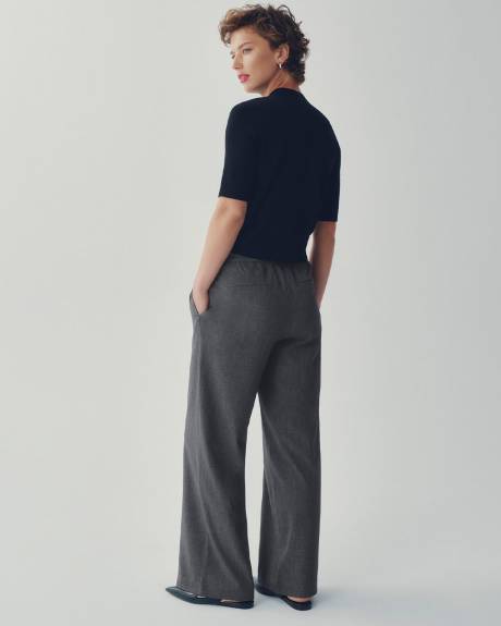 Pantalon à jambe large et taille haute élastique - L'Intemporelle
