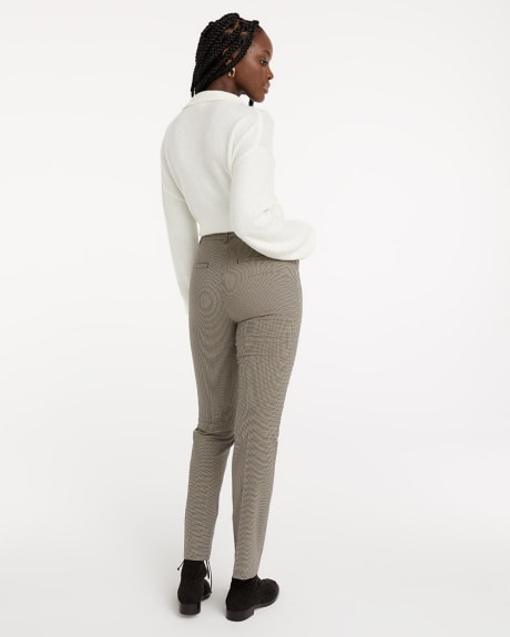 Beige and Blue Houndstooth Straight Leg Pants, The Iconic - Petite
