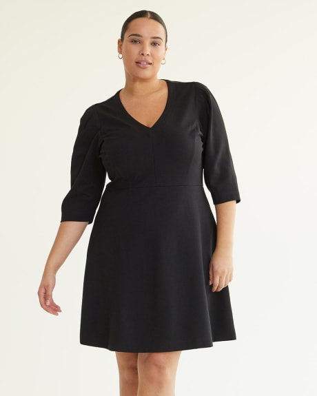 Ponte de Roma Dress with Puffy 3/4 Sleeves