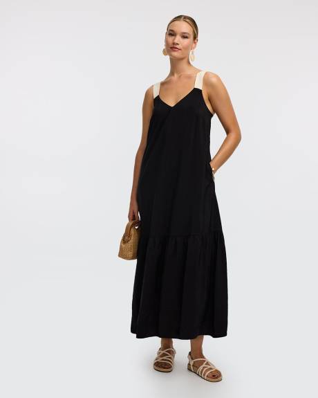 Sleeveless Maxi Dress with Contrast Straps