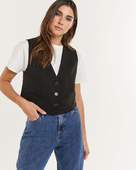 Buttoned Twill Vest