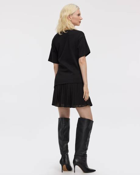 Short-Sleeve Crew-Neck Top with Cinched Waist