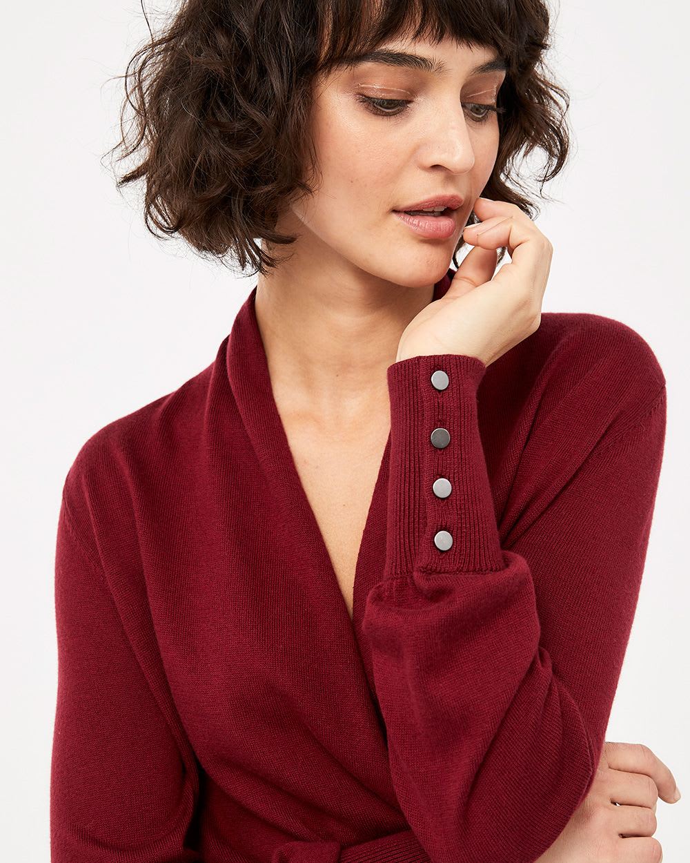 Wrap Sweater with Buttons