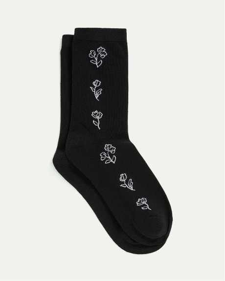 Cotton Socks with Floral Pattern