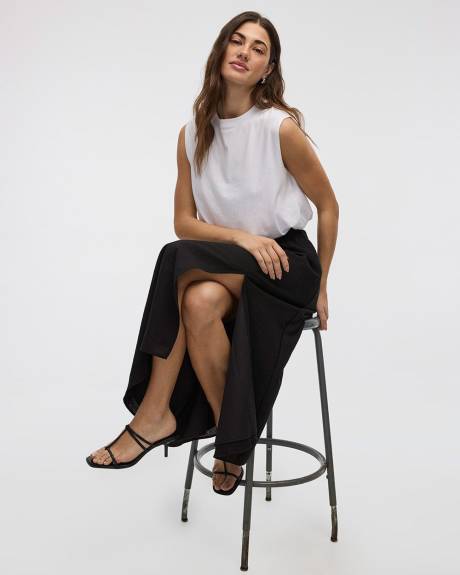 Swing Midi Skirt with Front Slit