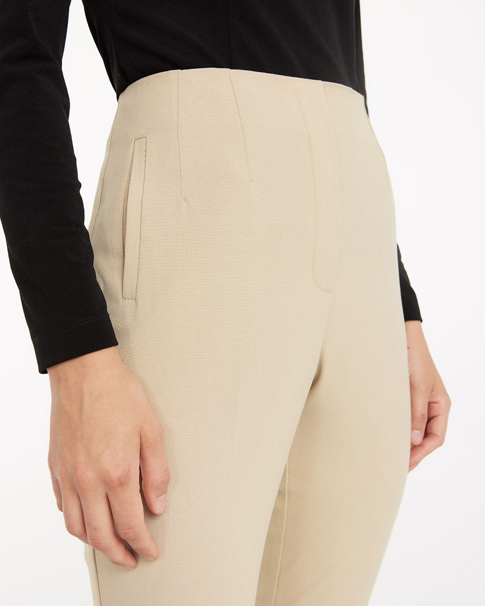 Solid High-Rise Tapered-Leg Pants