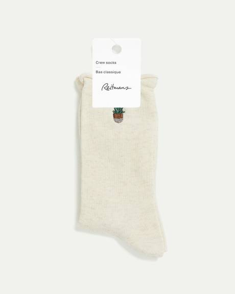 Bas classique en coton avec plante succulente