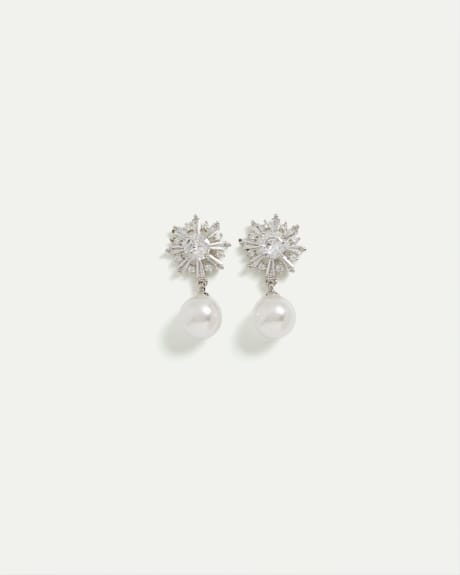 Boucles d'oreilles en cristaux avec pendentif perle