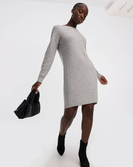 PlushSoft Crew-Neck Ribbed Sweater Dress