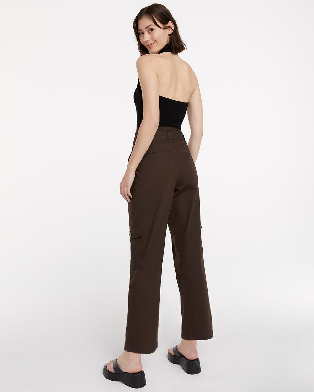 Paperbag Poplin Straight Cargo Ankle Pant - Tall