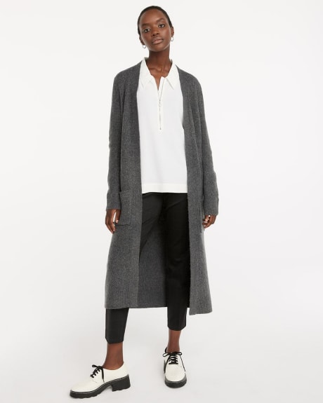 Long Open Cardigan with Front Pockets