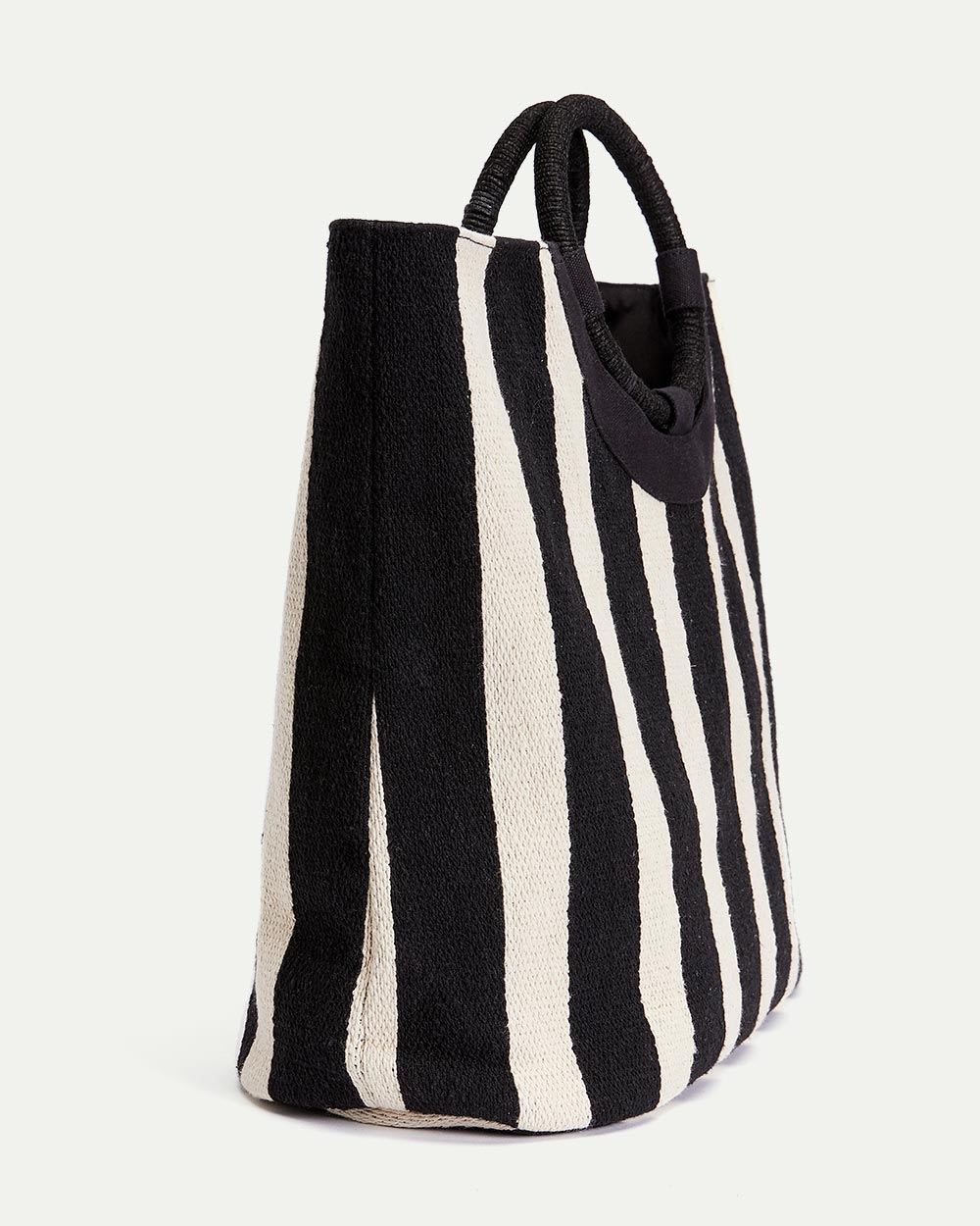 Striped Woven Tote Bag