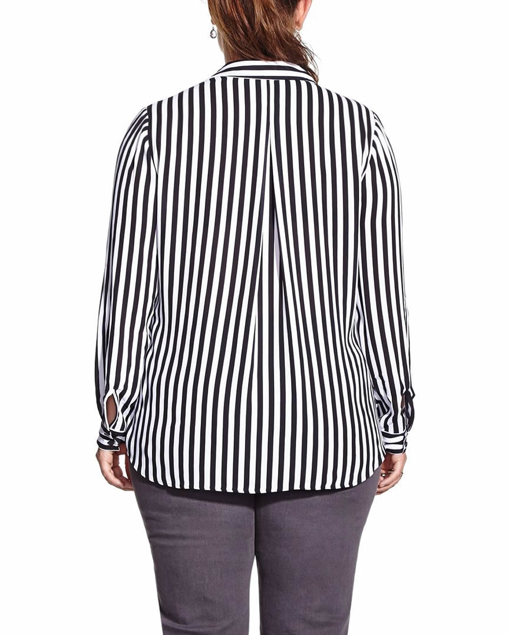 Plus Size Long Sleeve Striped Shirt