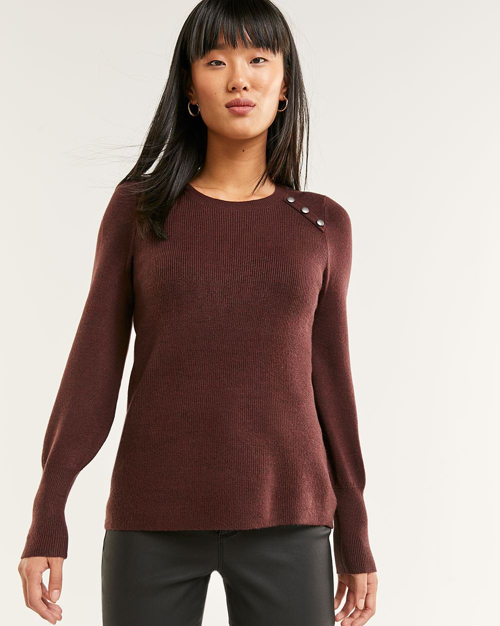 Long Sleeve Sweater with Decorative Buttons | Regular | Reitmans