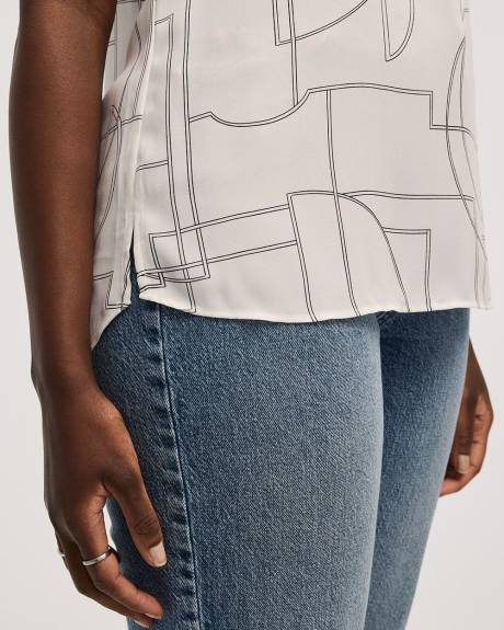 Blouse à manches très courtes et col fendu - R Essentials