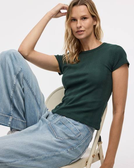 Fitted Crew-Neck Ribbed T-Shirt