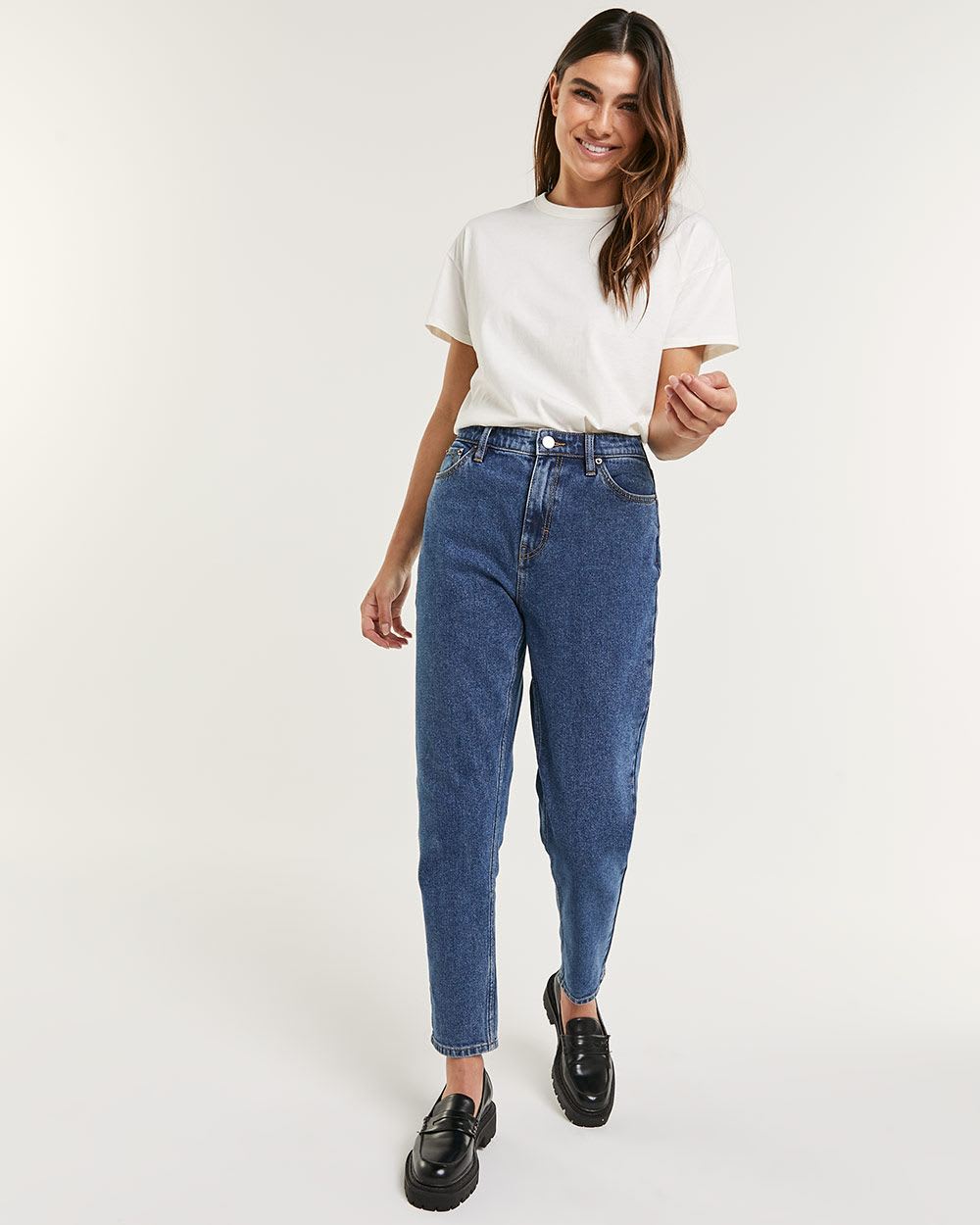 High Rise Tapered Leg Mom Jeans - Tall