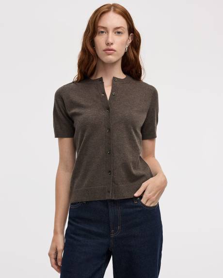 Short-Sleeve Buttoned-Down Cardigan